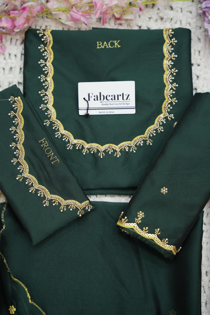 Beautiful South Indian Style Half Saree with (Hand Work) Beads Work Blouse and Dupatta for Women | Jyotiii