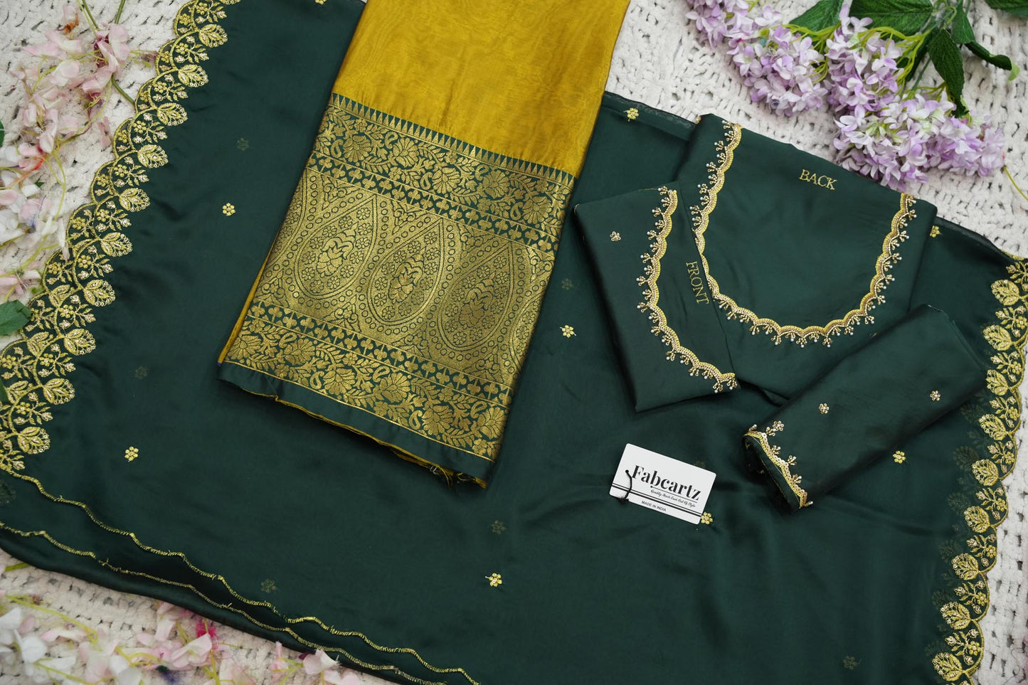 Beautiful South Indian Style Half Saree with (Hand Work) Beads Work Blouse and Dupatta for Women | Jyotiii