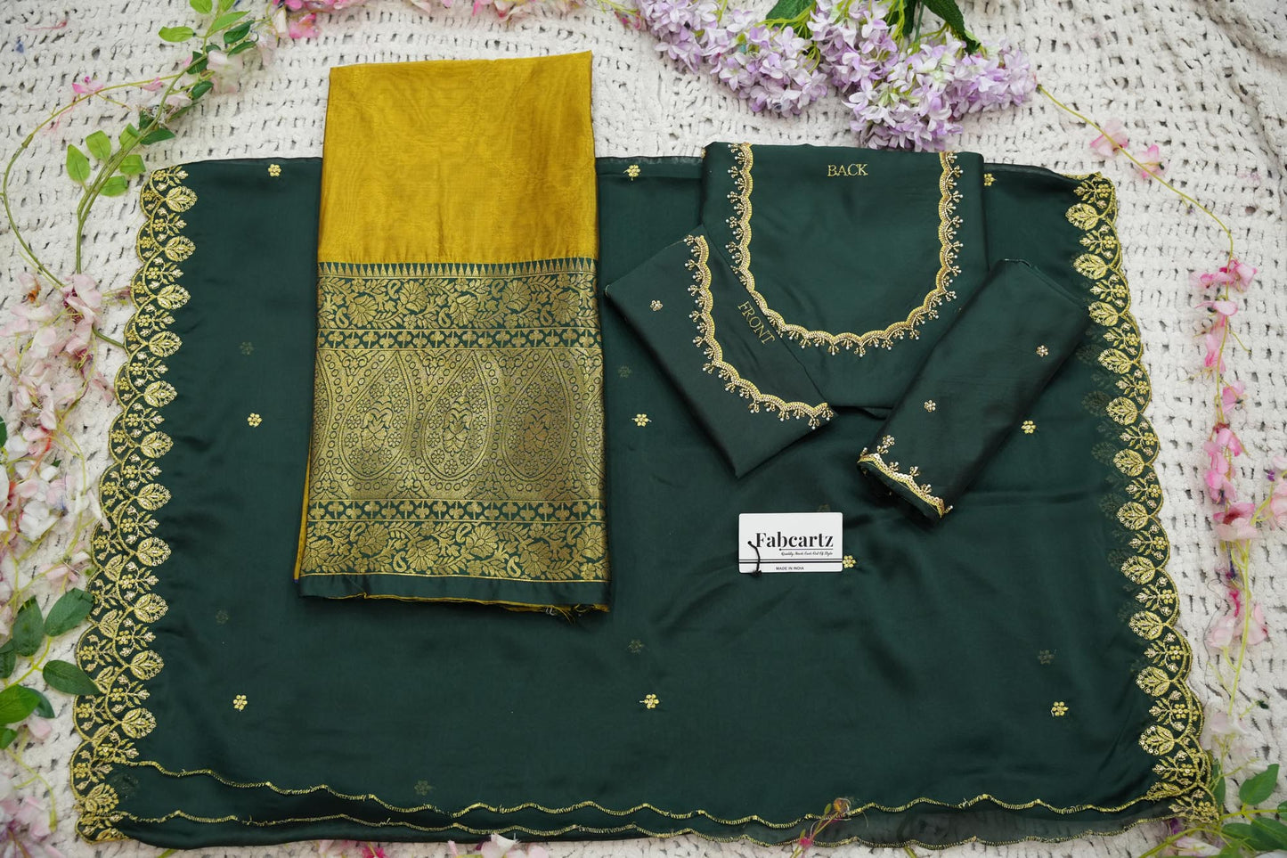 Beautiful South Indian Style Half Saree with (Hand Work) Beads Work Blouse and Dupatta for Women | Jyotiii