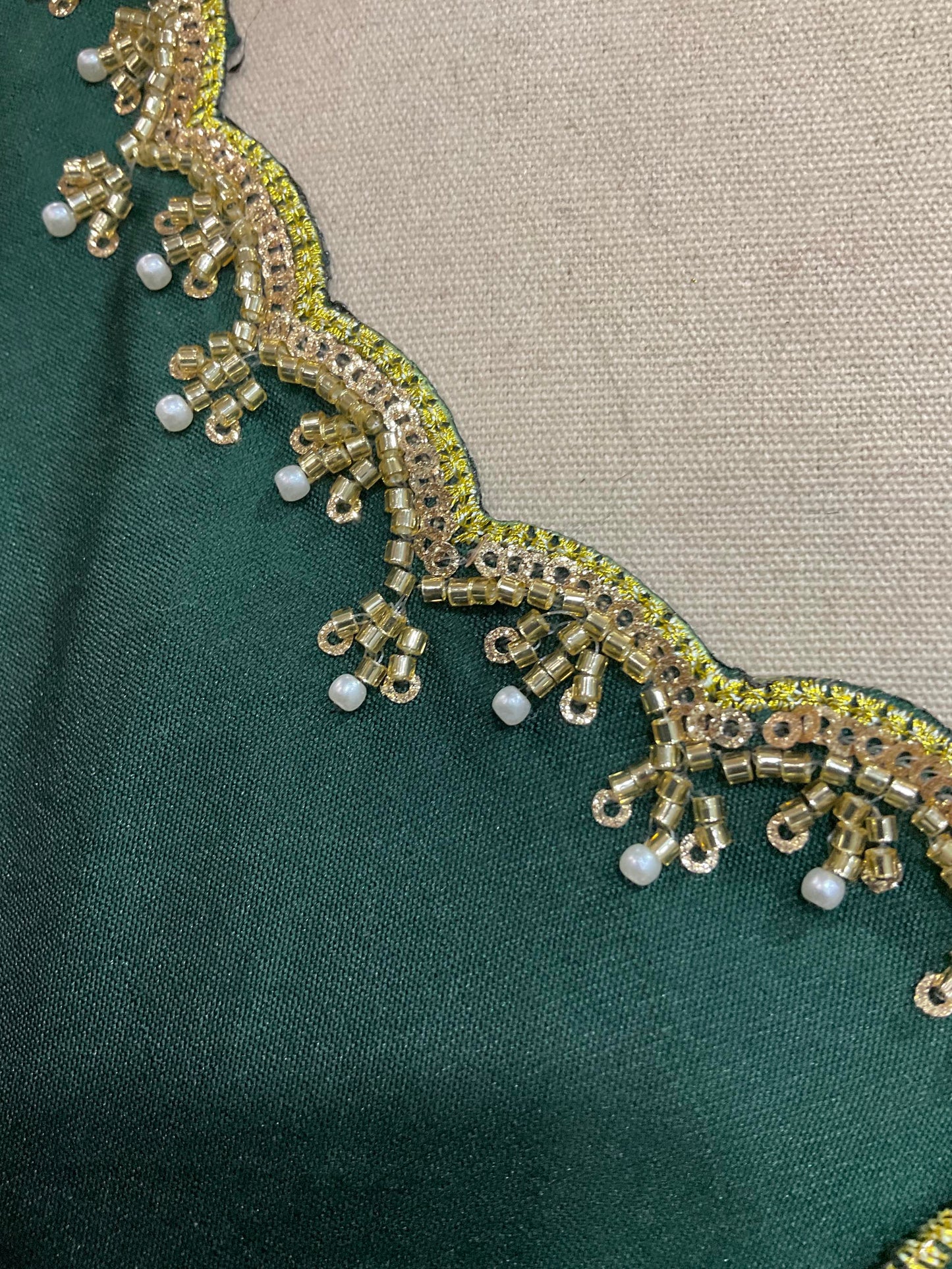 Beautiful South Indian Style Half Saree with (Hand Work) Beads Work Blouse and Dupatta for Women | Jyotiii