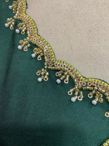 Beautiful South Indian Style Half Saree with (Hand Work) Beads Work Blouse and Dupatta for Women | Jyotiii