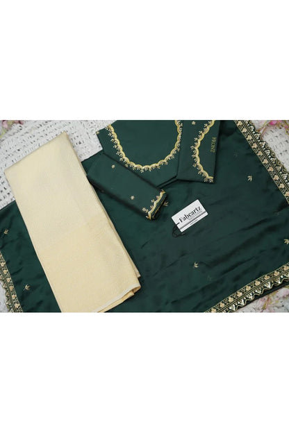 Beautiful South Indian Style Half Saree with Beads Work Blouse and Dupatta for Women | Sanskruti