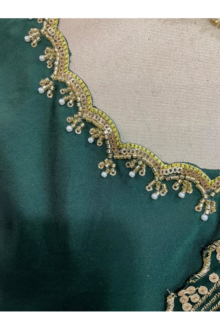 Beautiful South Indian Style Half Saree with Beads Work Blouse and Dupatta for Women | Sanskruti
