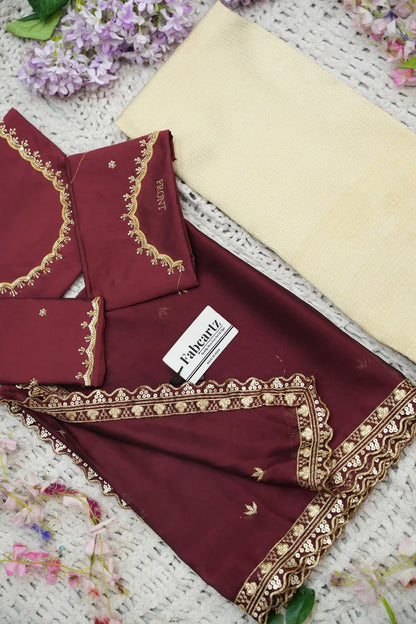 Beautiful South Indian Style Half Saree with Beads Work Blouse and Dupatta for Women | Sanskruti