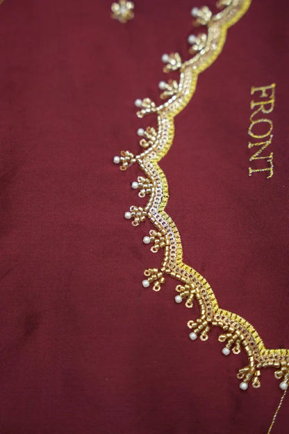 Beautiful South Indian Style Half Saree with Beads Work Blouse and Dupatta for Women | Sanskruti