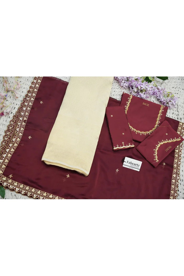 Beautiful South Indian Style Half Saree with Beads Work Blouse and Dupatta for Women | Sanskruti