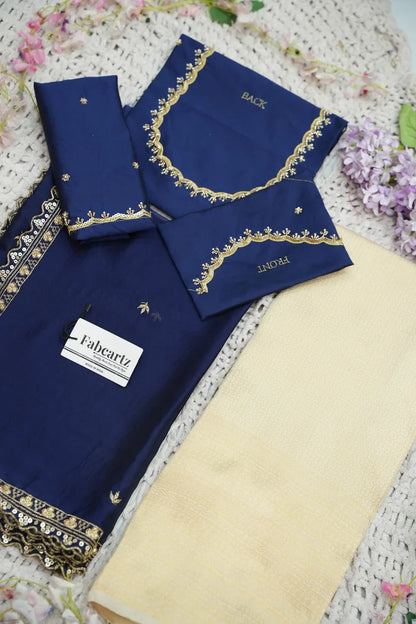 Beautiful South Indian Style Half Saree with Beads Work Blouse and Dupatta for Women | Sanskruti