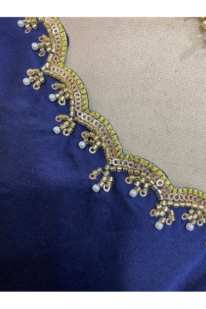 Beautiful South Indian Style Half Saree with Beads Work Blouse and Dupatta for Women | Sanskruti