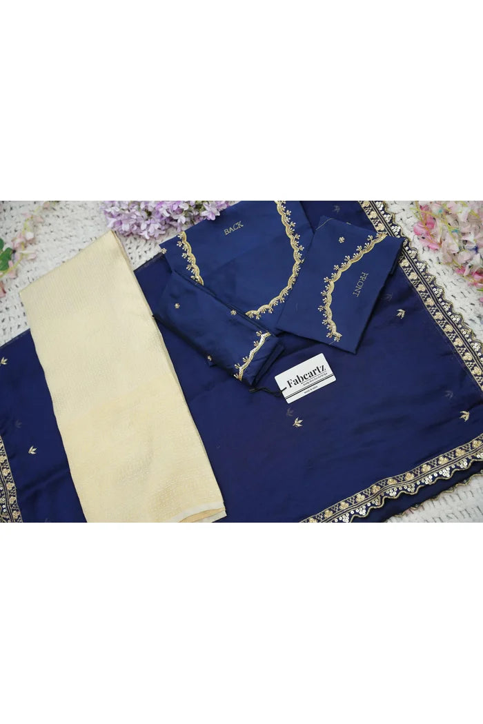 Beautiful South Indian Style Half Saree with Beads Work Blouse and Dupatta for Women | Sanskruti