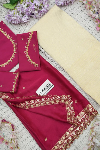 Beautiful South Indian Style Half Saree with Beads Work Blouse and Dupatta for Women | Sanskruti Kv
