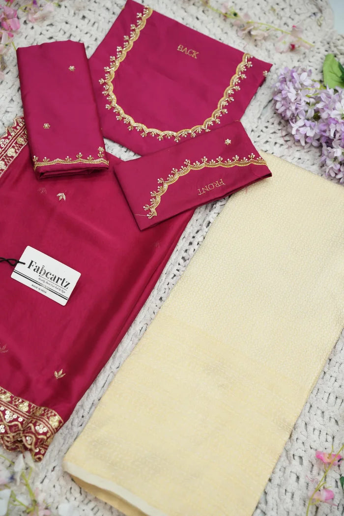 Beautiful South Indian Style Half Saree with Beads Work Blouse and Dupatta for Women | Sanskruti