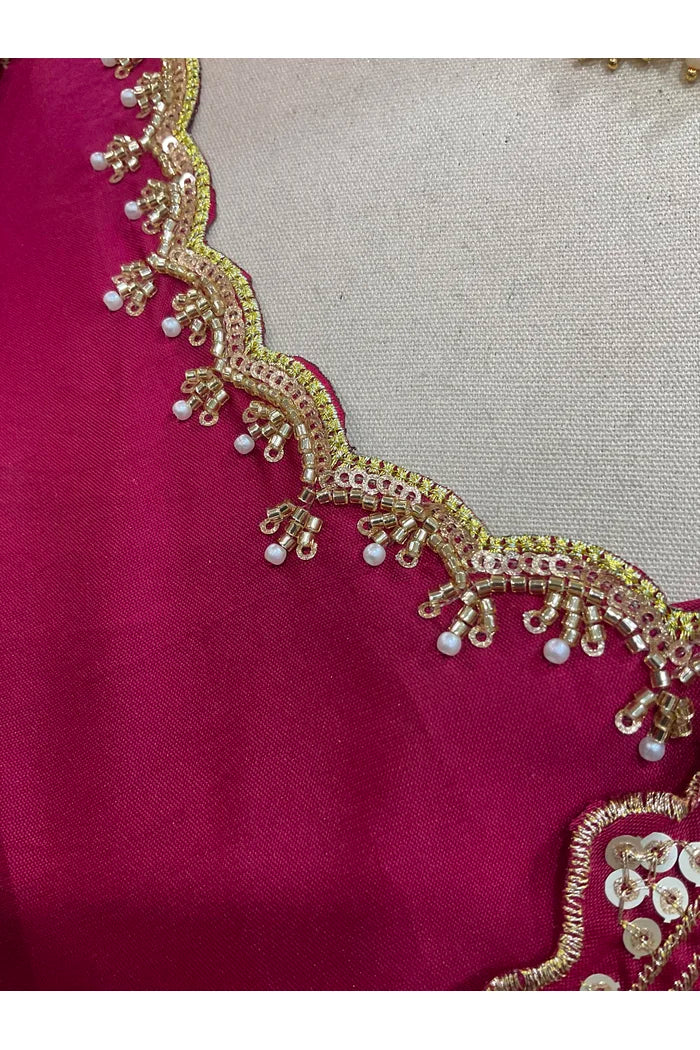 Beautiful South Indian Style Half Saree with Beads Work Blouse and Dupatta for Women | Sanskruti