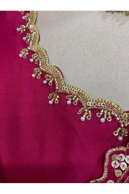 Beautiful South Indian Style Half Saree with Beads Work Blouse and Dupatta for Women | Sanskruti