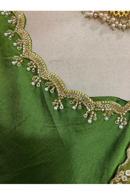 Beautiful South Indian Style Half Saree with Beads Work Blouse and Dupatta for Women | Sanskruti