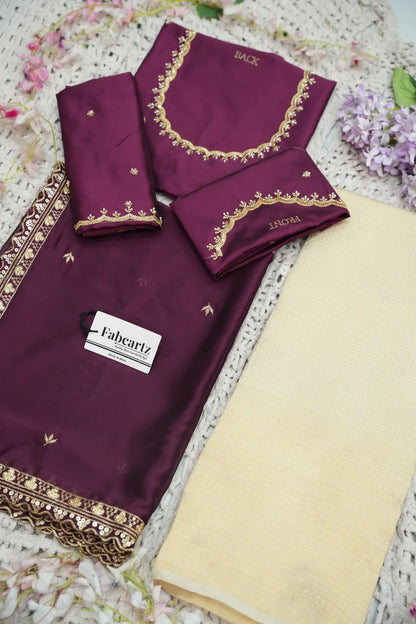 Beautiful South Indian Style Half Saree with Beads Work Blouse and Dupatta for Women | Sanskruti