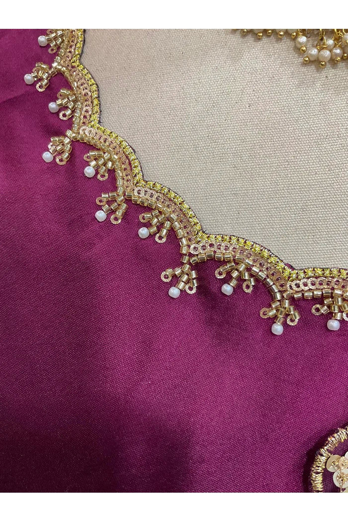 Beautiful South Indian Style Half Saree with Beads Work Blouse and Dupatta for Women | Sanskruti