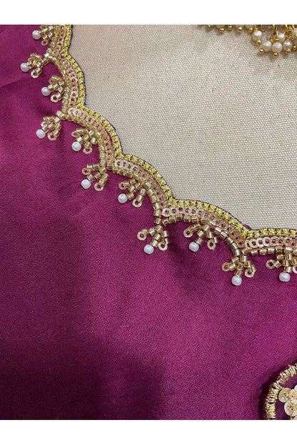 Beautiful South Indian Style Half Saree with Beads Work Blouse and Dupatta for Women | Sanskruti