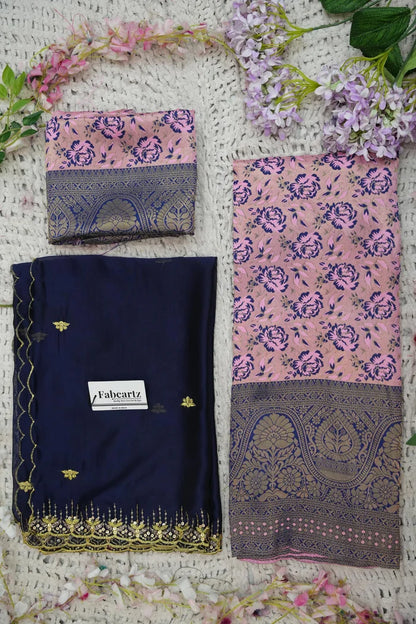 Beautiful South Indian Style Half Saree with Embroidery Blouse and Dupatta for Women | Atreyi