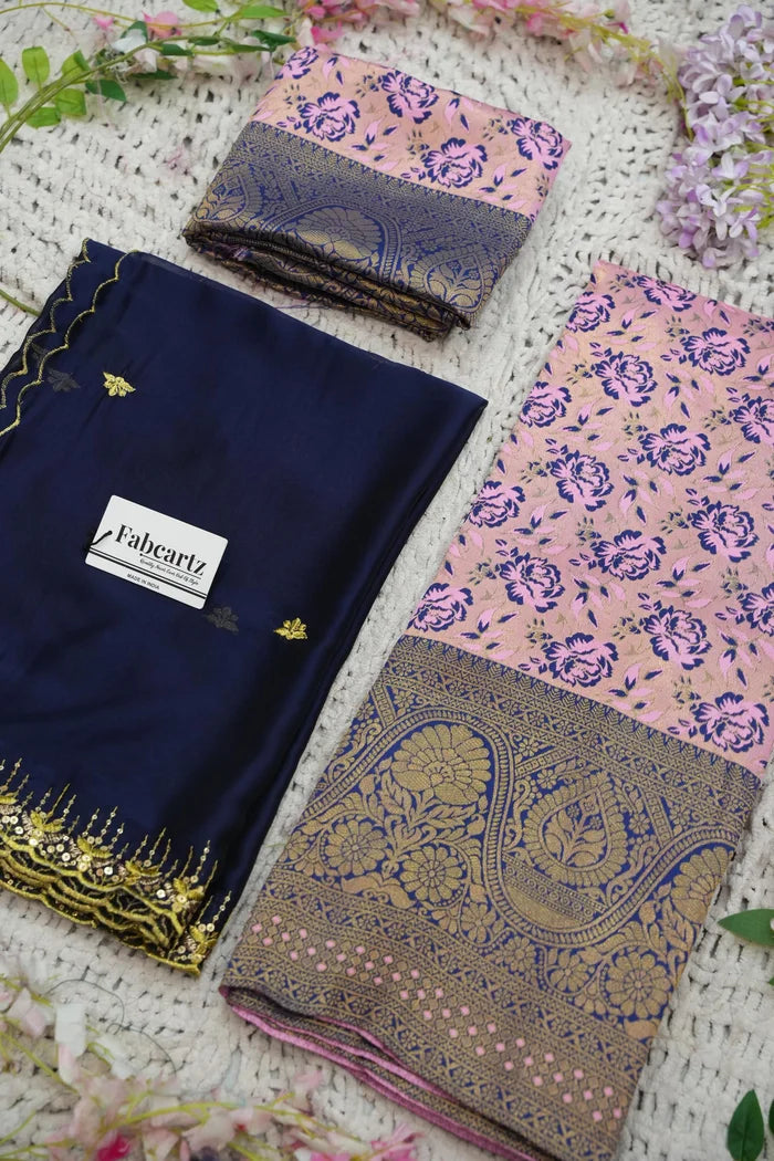 Beautiful South Indian Style Half Saree with Embroidery Blouse and Dupatta for Women | Atreyi