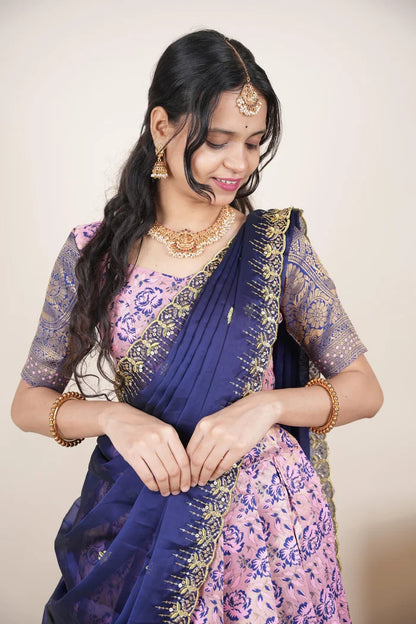 దక్షిణ భారత పండుగ సాంప్రదాయ హాఫ్ చీర (ఛవి) 