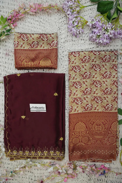 Beautiful South Indian Style Half Saree with Embroidery Blouse and Dupatta for Women | Atreyi