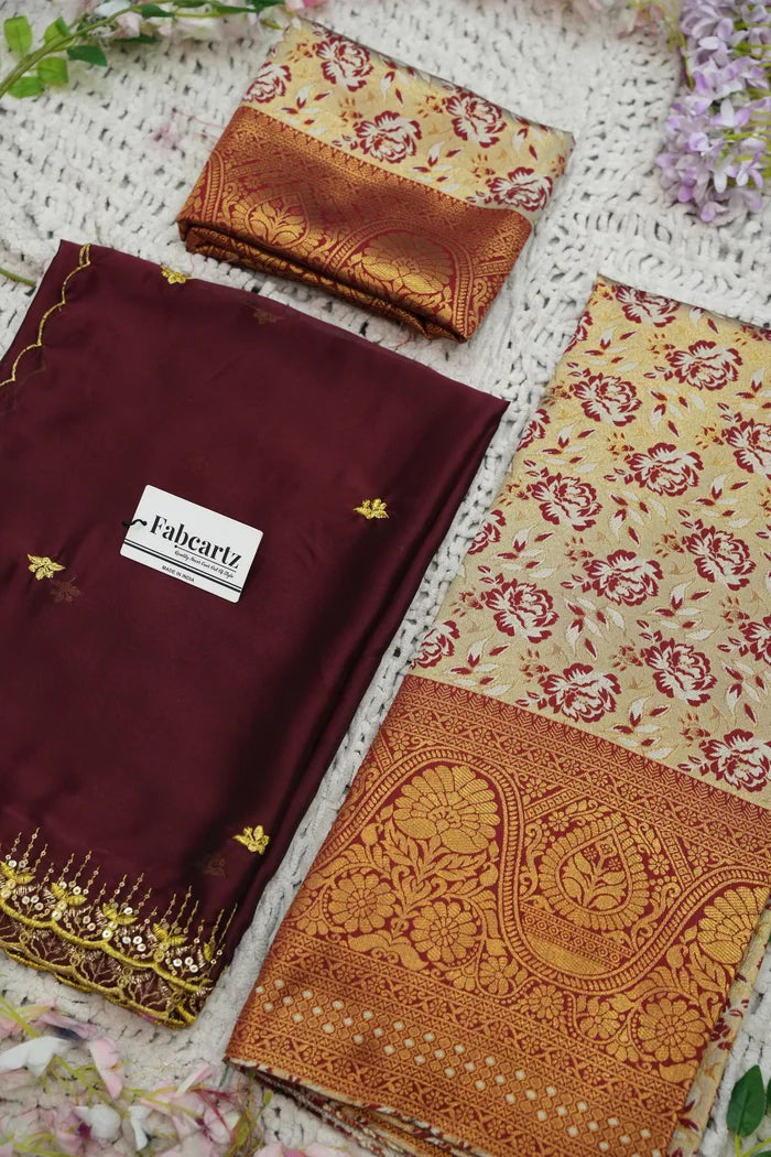 Beautiful South Indian Style Half Saree with Embroidery Blouse and Dupatta for Women | Atreyi