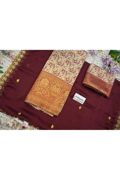 Beautiful South Indian Style Half Saree with Embroidery Blouse and Dupatta for Women | Atreyi