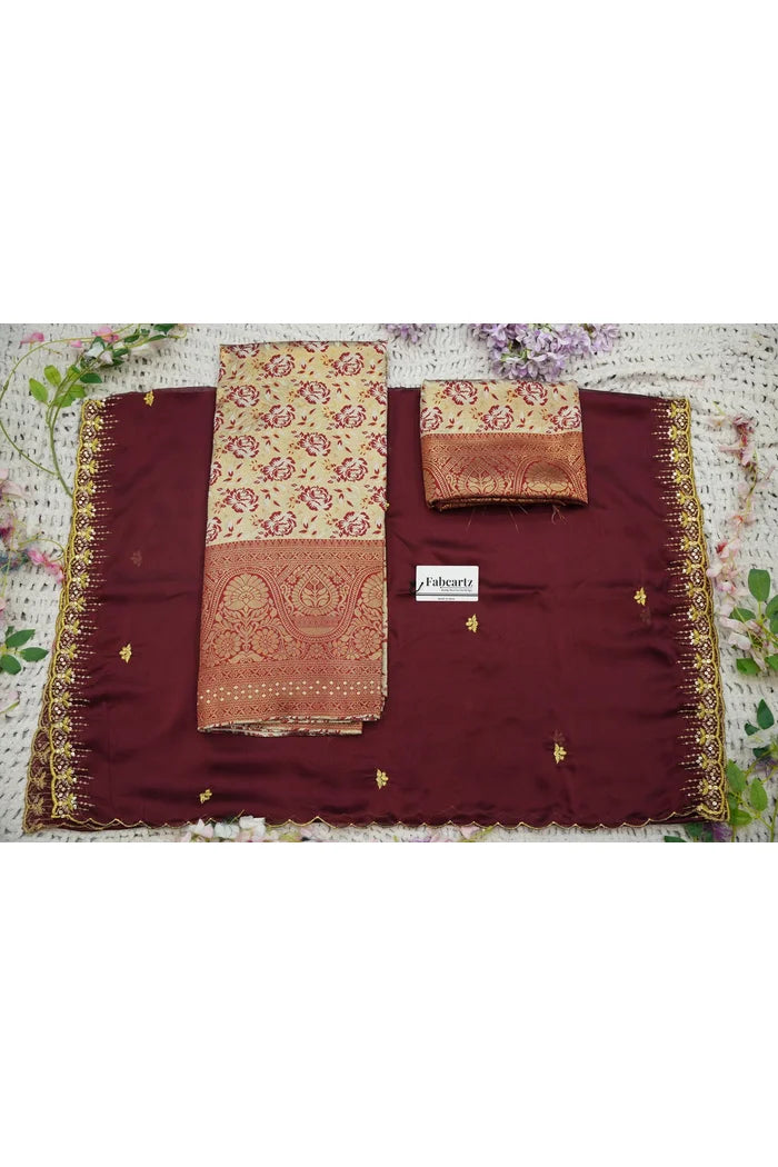Beautiful South Indian Style Half Saree with Embroidery Blouse and Dupatta for Women | Atreyi