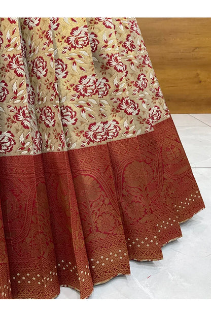 Beautiful South Indian Style Half Saree with Embroidery Blouse and Dupatta for Women | Atreyi