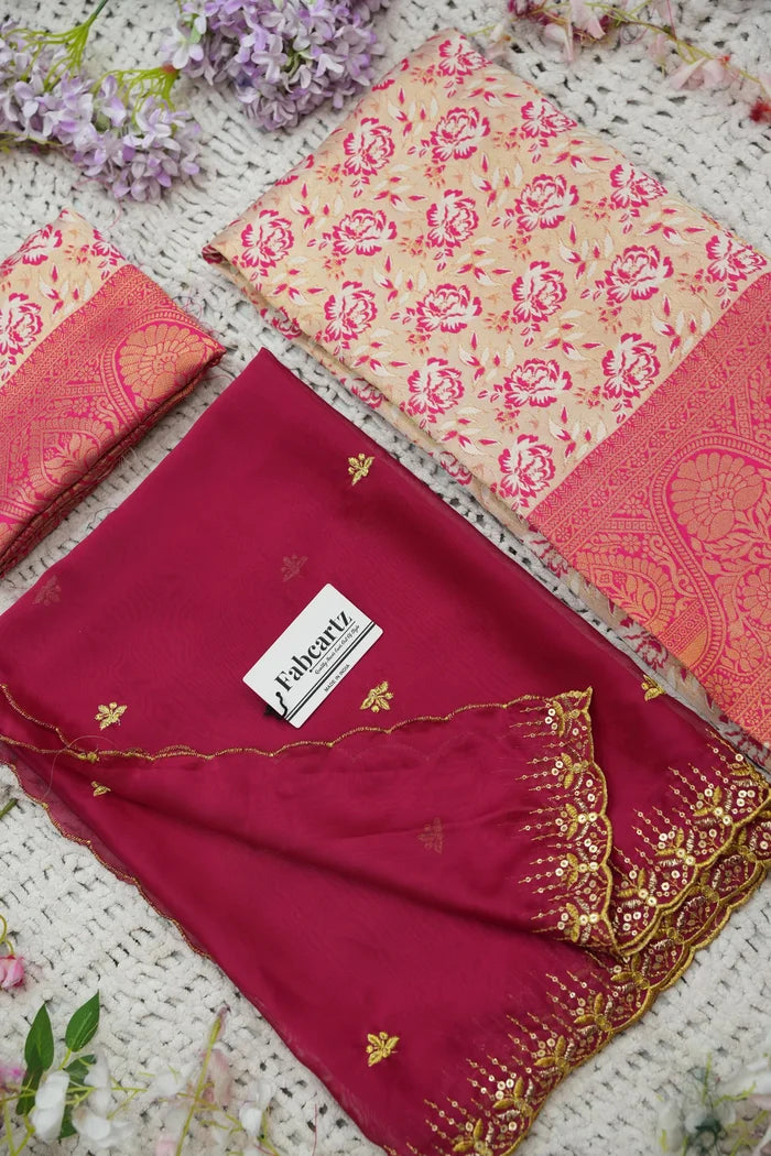 Beautiful South Indian Style Half Saree with Embroidery Blouse and Dupatta for Women | Atreyi