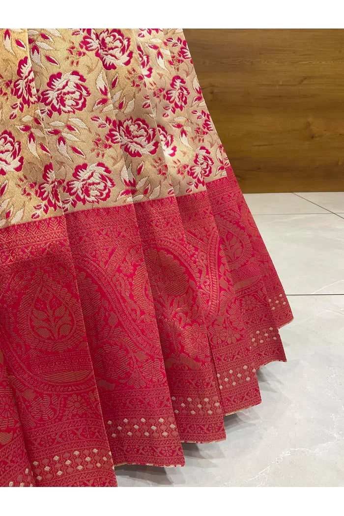 Beautiful South Indian Style Half Saree with Embroidery Blouse and Dupatta for Women | Atreyi