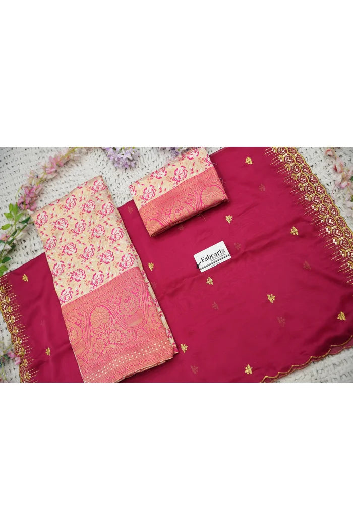 Beautiful South Indian Style Half Saree with Embroidery Blouse and Dupatta for Women | Atreyi