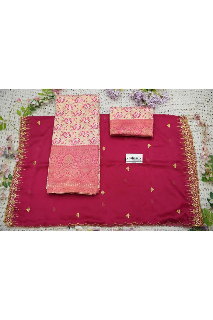 Beautiful South Indian Style Half Saree with Embroidery Blouse and Dupatta for Women | Atreyi