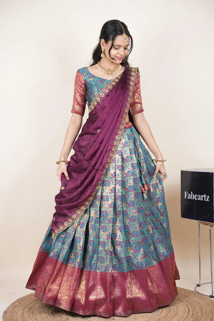 దక్షిణ భారత పండుగ సాంప్రదాయ హాఫ్ చీర (ఛవి) 