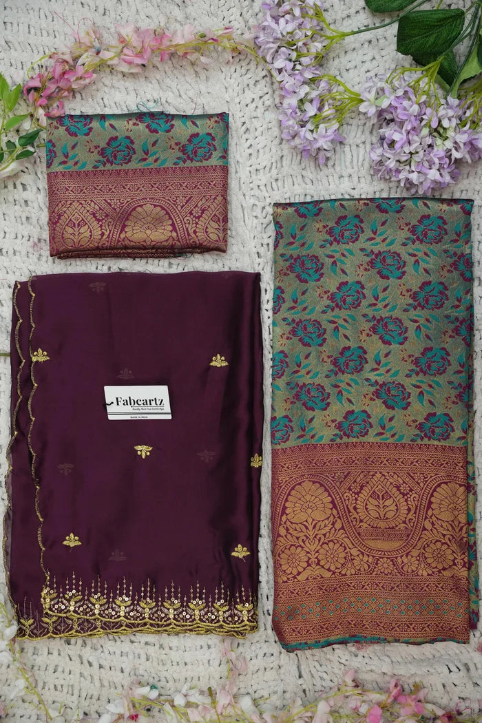 Beautiful South Indian Style Half Saree with Embroidery Blouse and Dupatta for Women | Atreyi