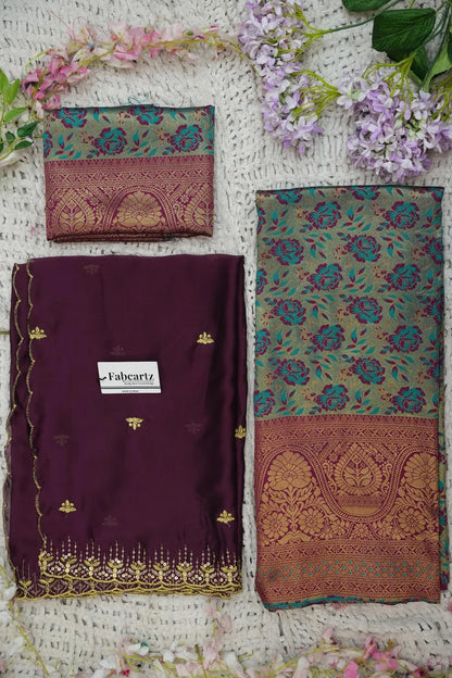 Beautiful South Indian Style Half Saree with Embroidery Blouse and Dupatta for Women | Atreyi