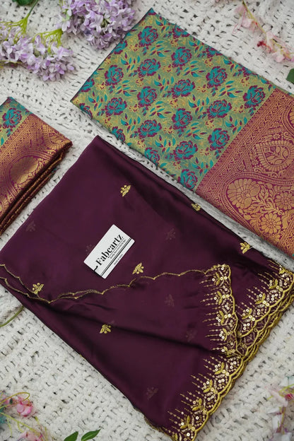 Beautiful South Indian Style Half Saree with Embroidery Blouse and Dupatta for Women | Atreyi