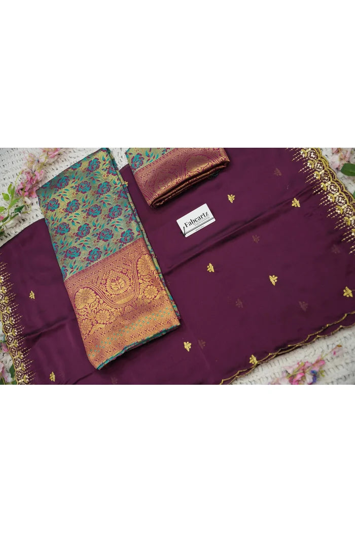Beautiful South Indian Style Half Saree with Embroidery Blouse and Dupatta for Women | Atreyi