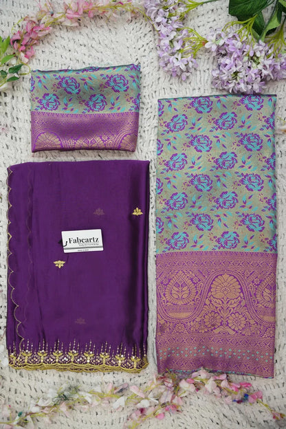 Beautiful South Indian Style Half Saree with Embroidery Blouse and Dupatta for Women | Atreyi