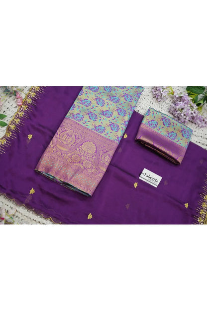 Beautiful South Indian Style Half Saree with Embroidery Blouse and Dupatta for Women | Atreyi