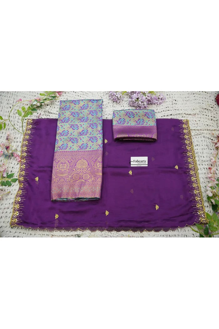 Beautiful South Indian Style Half Saree with Embroidery Blouse and Dupatta for Women | Atreyi