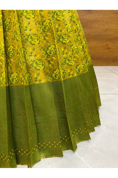Beautiful South Indian Style Half Saree with Embroidery Blouse and Dupatta for Women | Atreyi