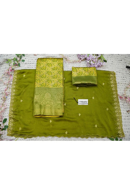 Beautiful South Indian Style Half Saree with Embroidery Blouse and Dupatta for Women | Atreyi