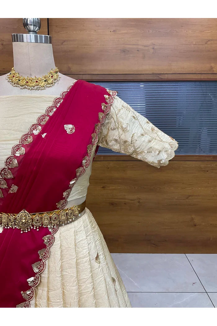 దక్షిణ భారత పండుగ సాంప్రదాయ హాఫ్ చీర (ఛవి) 