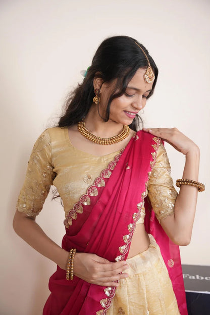 దక్షిణ భారత పండుగ సాంప్రదాయ హాఫ్ చీర (ఛవి) 