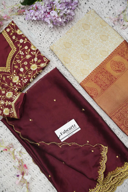 Beautiful South Indian Style Half Saree with Embroidery Blouse and Dupatta for Women | Ishita