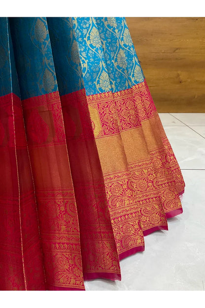 Beautiful South Indian Style Half Saree with Embroidery Blouse and Dupatta for Women | Ishita