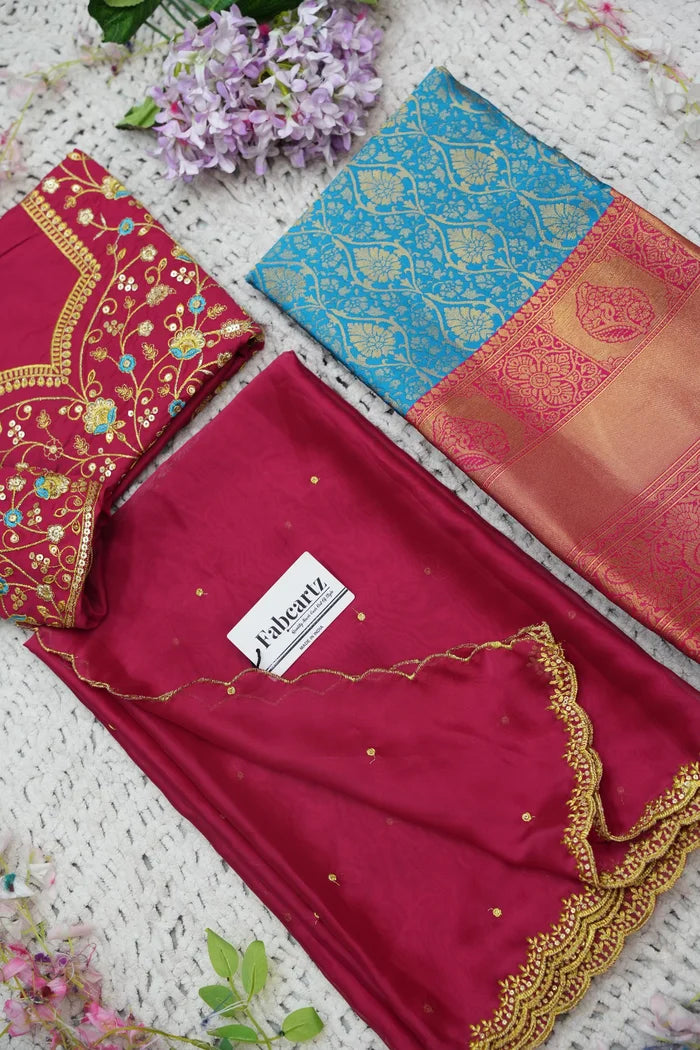 Beautiful South Indian Style Half Saree with Embroidery Blouse and Dupatta for Women | Ishita