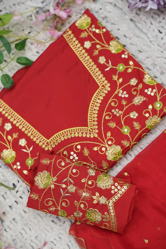 Beautiful South Indian Style Half Saree with Embroidery Blouse and Dupatta for Women | Ishita