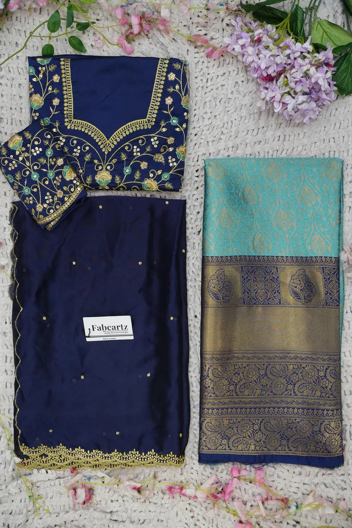 Beautiful South Indian Style Half Saree with Embroidery Blouse and Dupatta for Women | Ishita